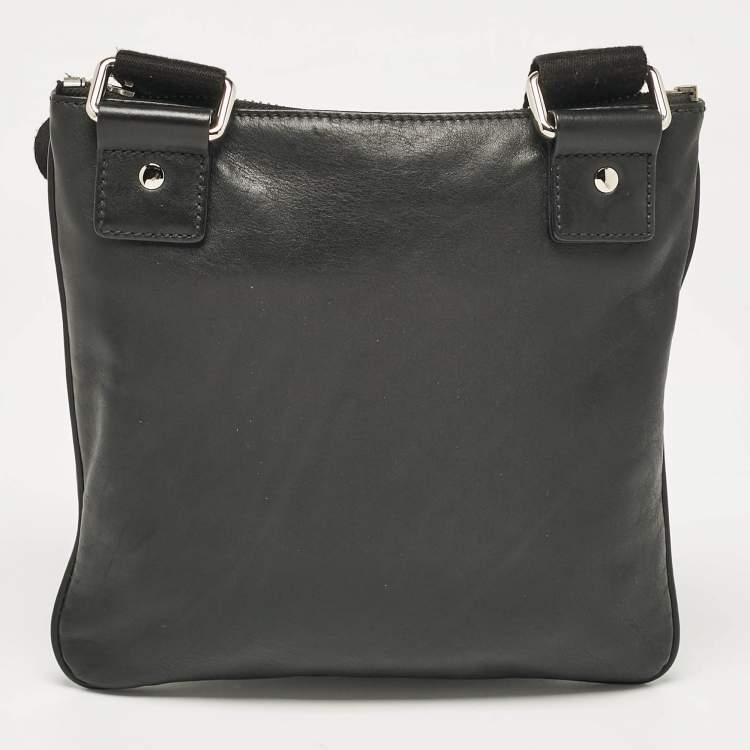 Pre Owned Dolce & Gabbana Black Leather Front Pocket Messenger Bag