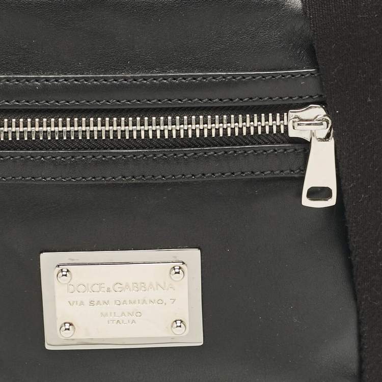 Pre Owned Dolce & Gabbana Black Leather Front Pocket Messenger Bag