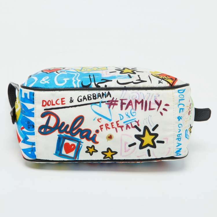 Pre Owned Dolce & Gabbana Multicolor Graffiti Printed Nylon Pouch