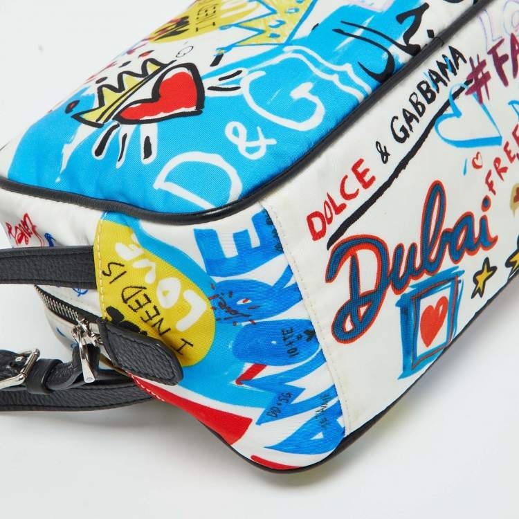 Pre Owned Dolce & Gabbana Multicolor Graffiti Printed Nylon Pouch