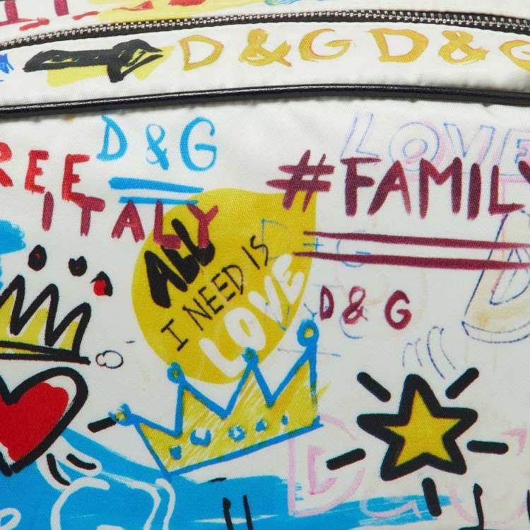 Pre Owned Dolce & Gabbana Multicolor Graffiti Printed Nylon Pouch
