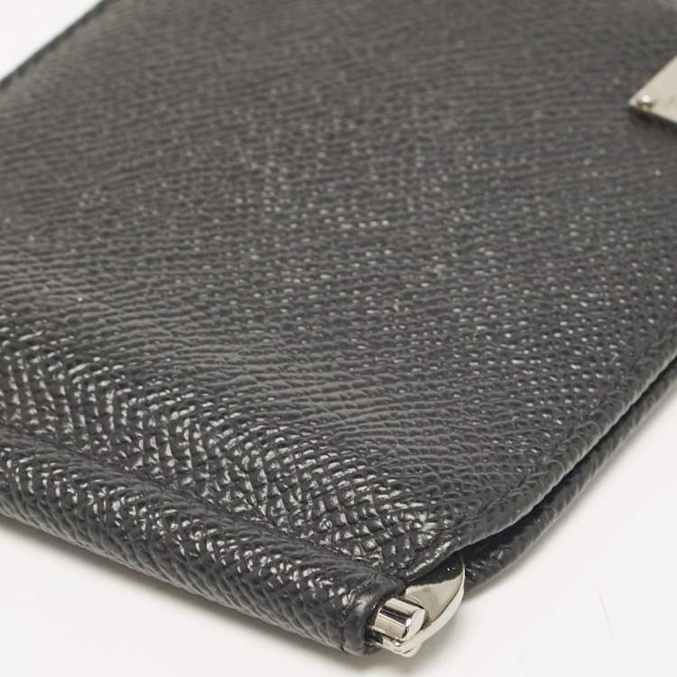 Pre Owned Dolce & Gabbana Black Leather Money Clip Bifold Card Holder