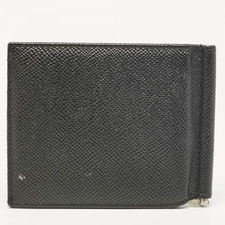 Pre Owned Dolce & Gabbana Black Leather Money Clip Bifold Card Holder