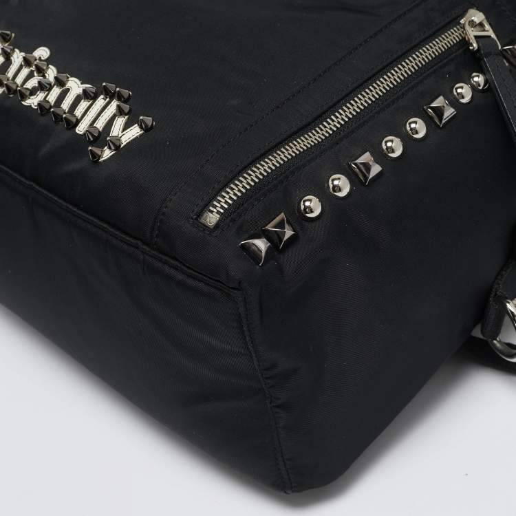 Pre Owned Dolce & Gabbana Black Leather and Nylon Studded Patch Backpack