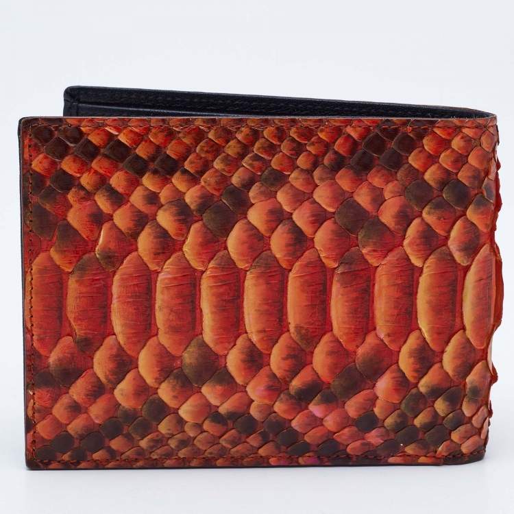 Pre Owned Dolce & Gabbana Orange Python Bifold Wallet