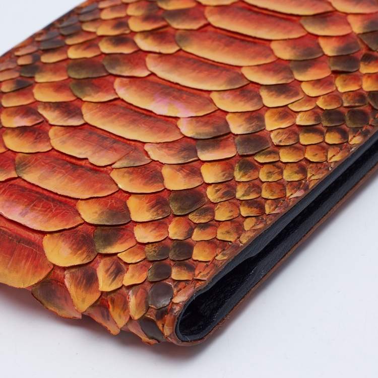 Pre Owned Dolce & Gabbana Orange Python Bifold Wallet