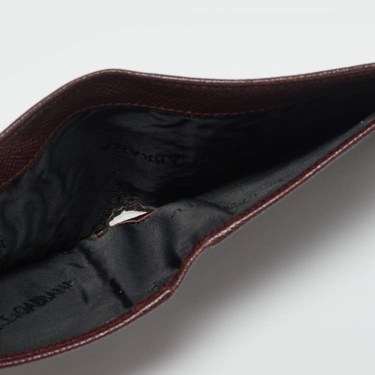 Pre Owned Dolce & Gabbana Burgundy Leather Bifold Wallet