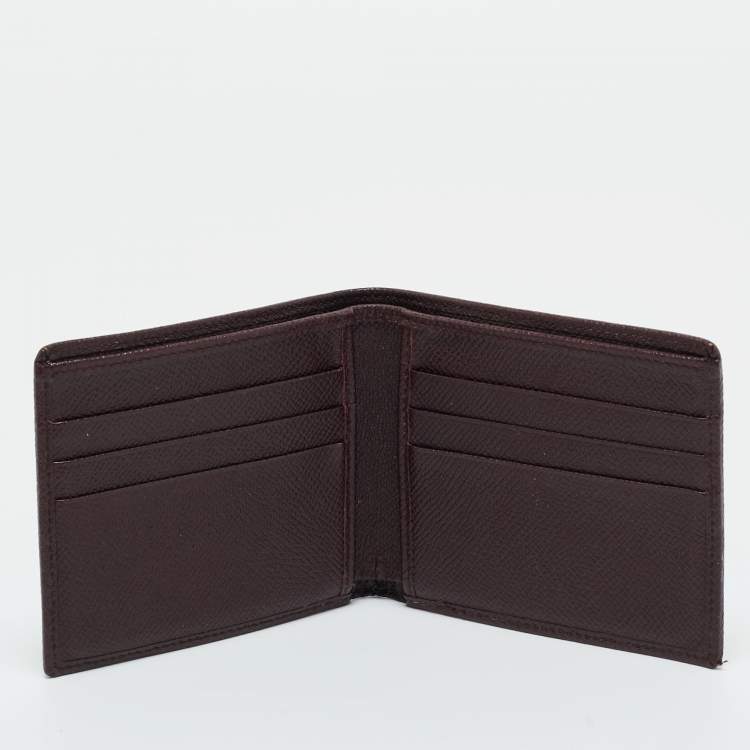 Pre Owned Dolce & Gabbana Burgundy Leather Bifold Wallet
