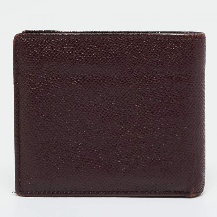 Pre Owned Dolce & Gabbana Burgundy Leather Bifold Wallet
