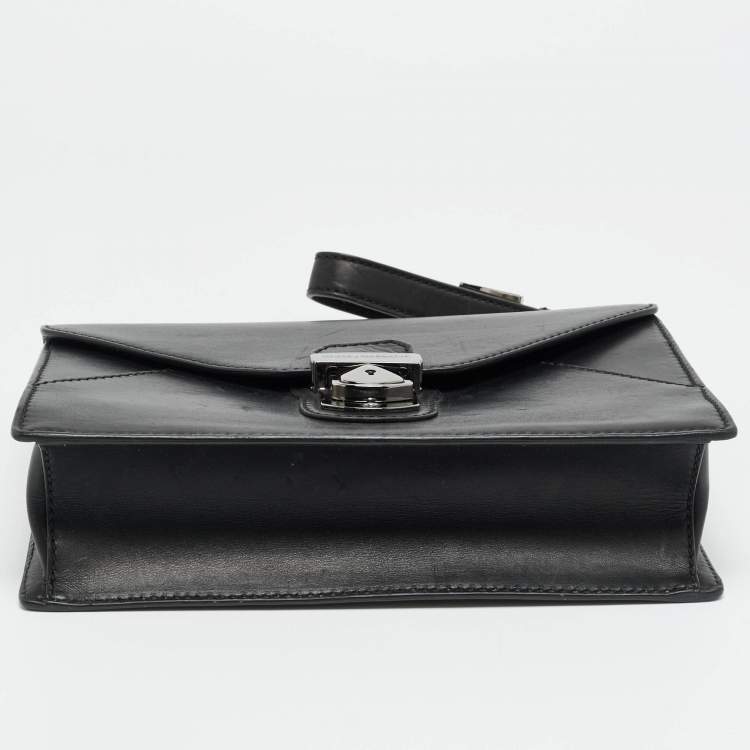 Pre Owned Dolce & Gabbana Envelope Black Leather Wristlet Pouch