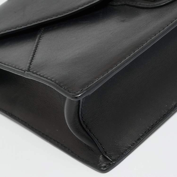 Pre Owned Dolce & Gabbana Envelope Black Leather Wristlet Pouch