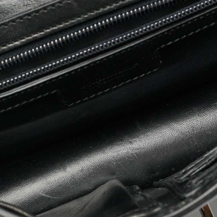 Pre Owned Dolce & Gabbana Envelope Black Leather Wristlet Pouch