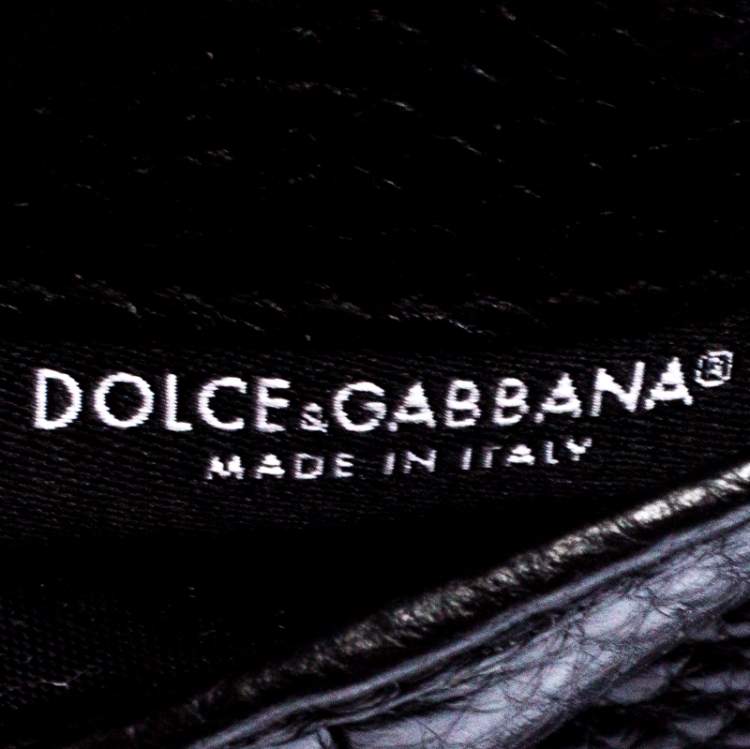 Pre Owned Dolce & Gabbana Black Leather Bottalato Radio 6 CC Bifold Wallet