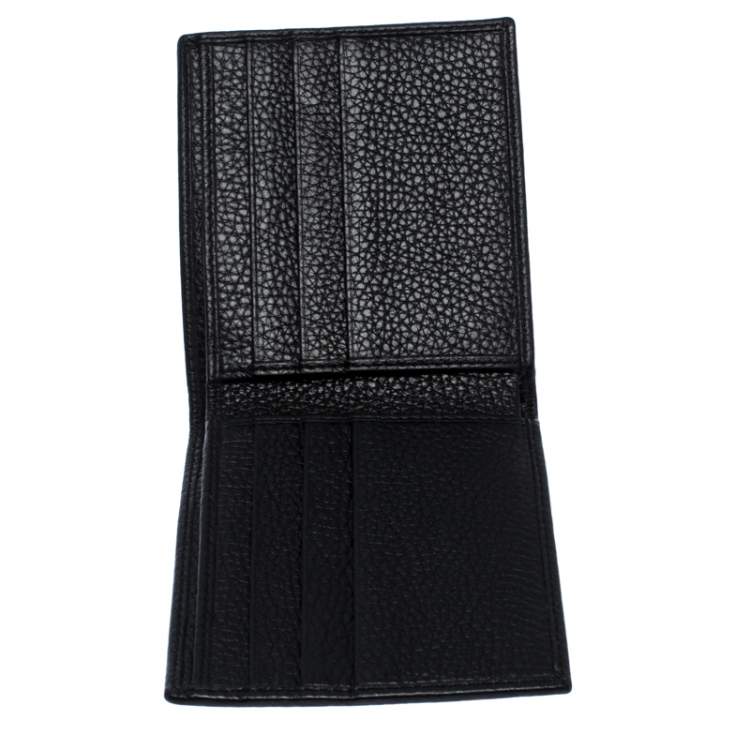 Pre Owned Dolce & Gabbana Black Leather Bottalato Radio 6 CC Bifold Wallet