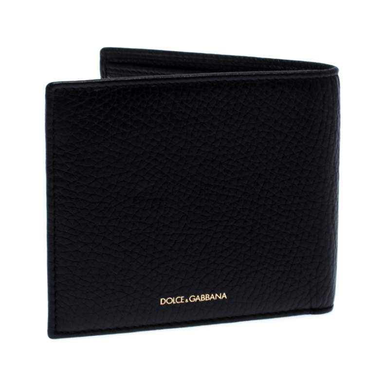 Pre Owned Dolce & Gabbana Black Leather Bottalato Radio 6 CC Bifold Wallet