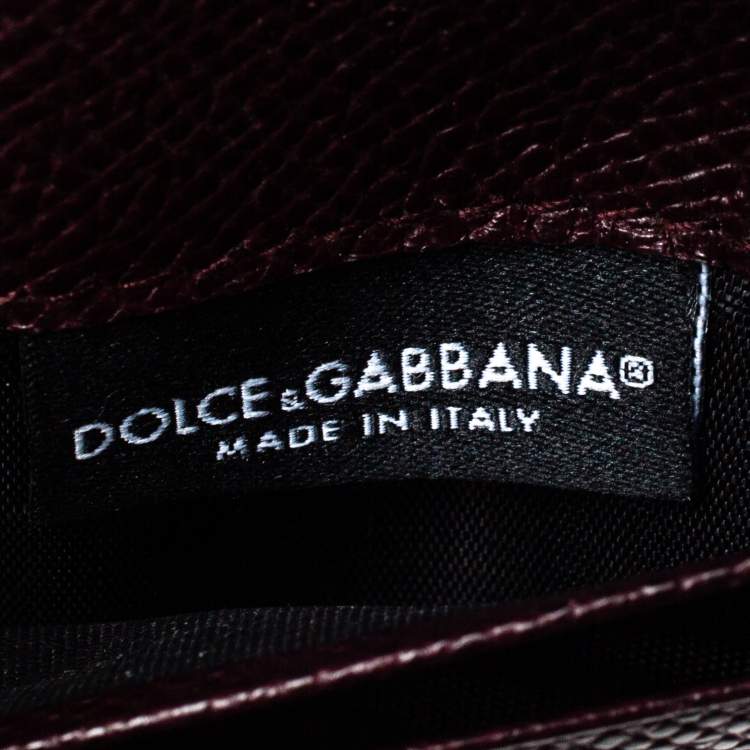 Pre Owned Dolce & Gabbana Dark Burgundy Leather Bifold Card Holder