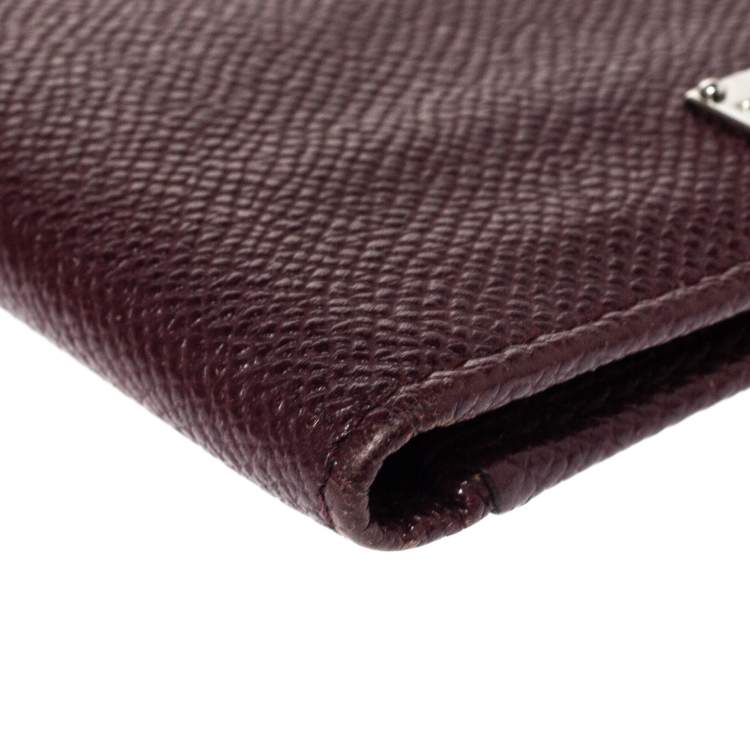 Pre Owned Dolce & Gabbana Dark Burgundy Leather Bifold Card Holder