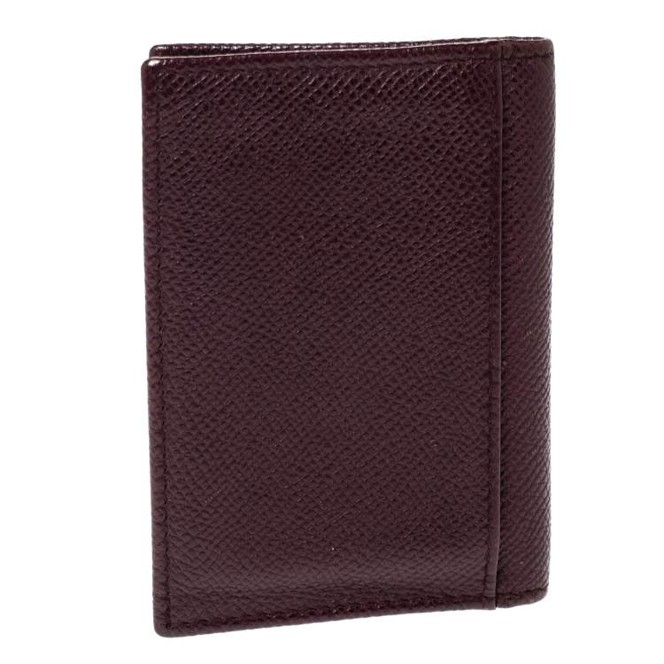 Pre Owned Dolce & Gabbana Dark Burgundy Leather Bifold Card Holder