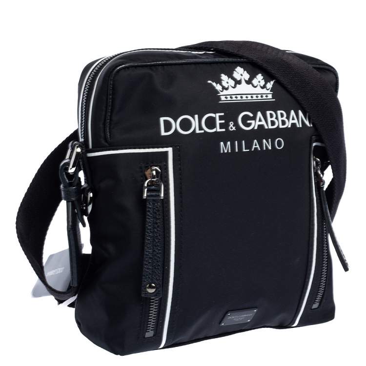 Pre Owned Dolce & Gabbana Black Nylon and Leather Messenger Bag