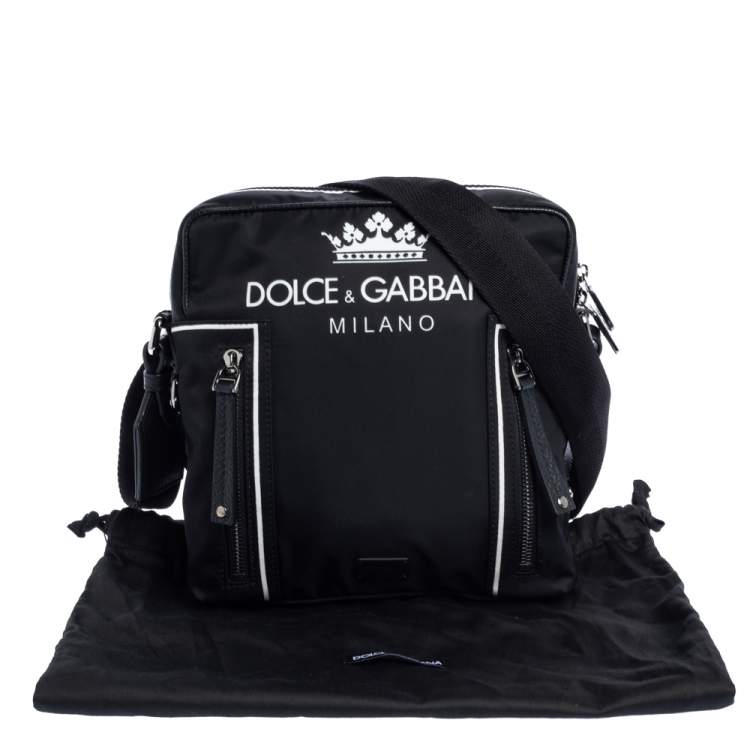 Pre Owned Dolce & Gabbana Black Nylon and Leather Messenger Bag