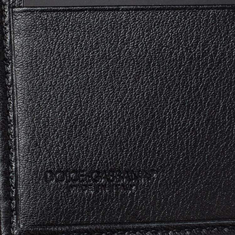 Pre Owned Dolce & Gabbana Navy Blue/Black Lizard Embossed Leather Bifold Wallet