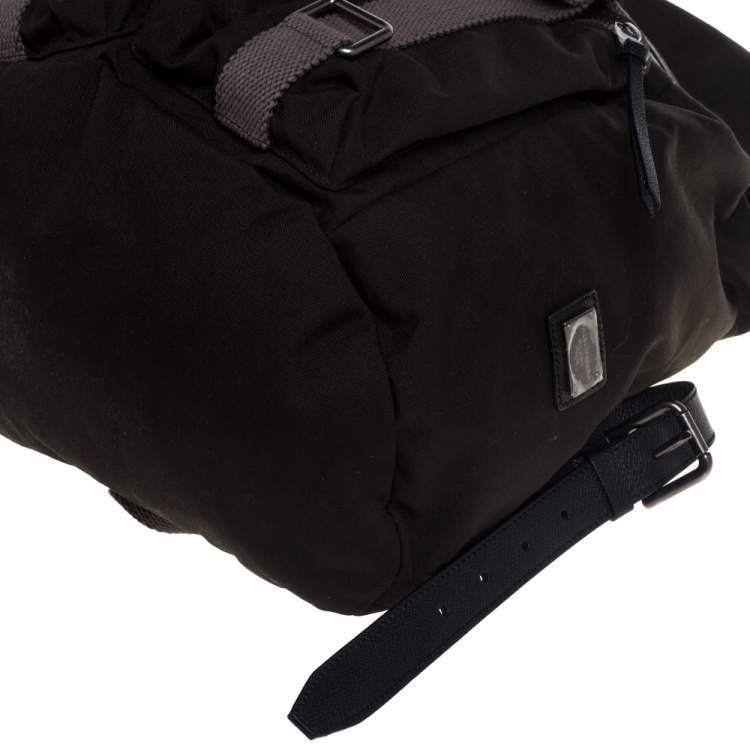 Pre Owned Dolce & Gabbana Dark Khaki Green Canvas and Leather Double Pocket Backpack