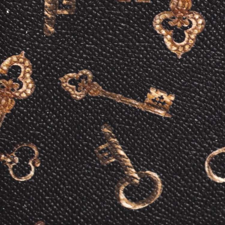 Pre Owned Dolce & Gabbana Black Key Print Leather Bifold Wallet