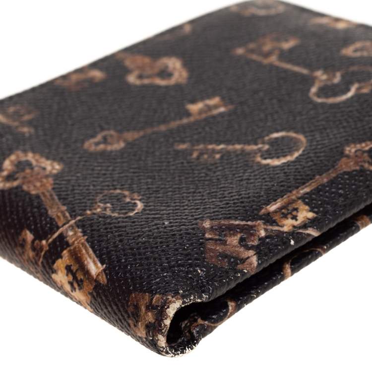 Pre Owned Dolce & Gabbana Black Key Print Leather Bifold Wallet