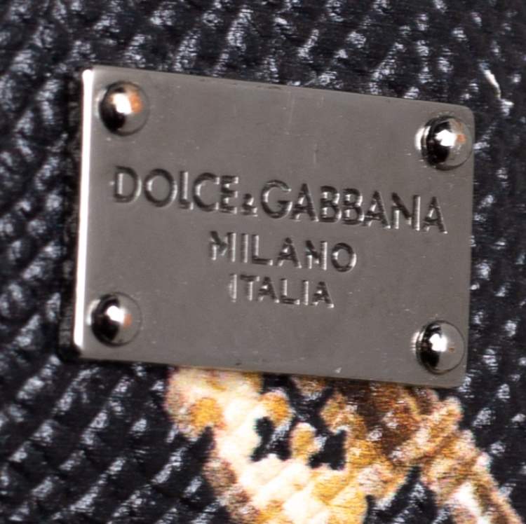Pre Owned Dolce & Gabbana Black Key Print Leather Bifold Wallet