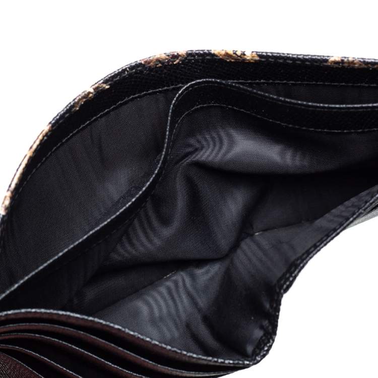 Pre Owned Dolce & Gabbana Black Key Print Leather Bifold Wallet