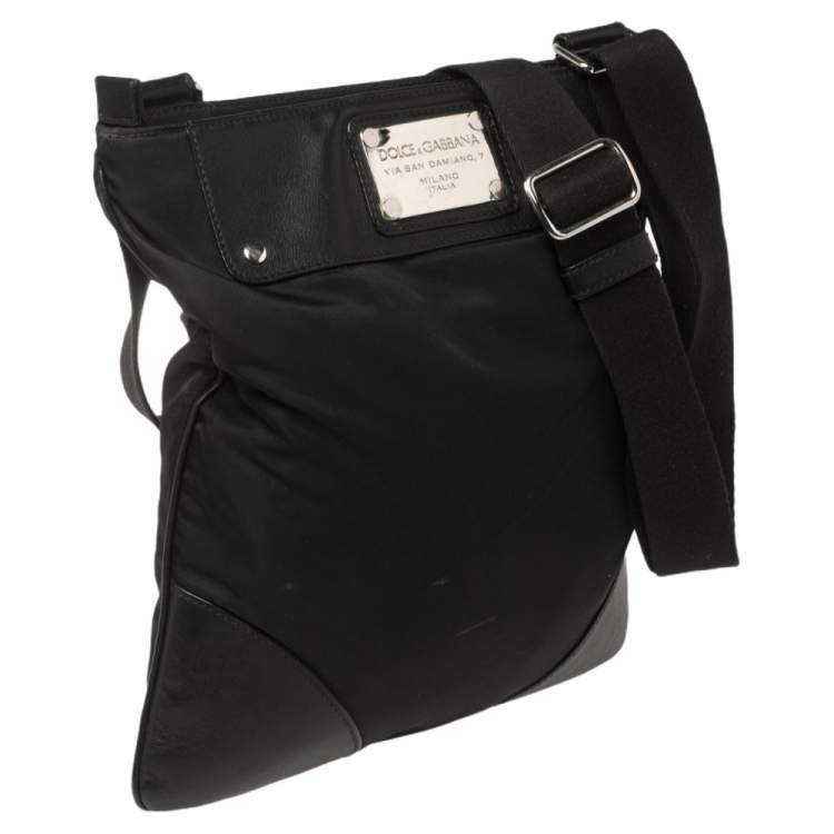 Pre Owned Dolce & Gabbana Black Nylon and Leather Messenger Bag