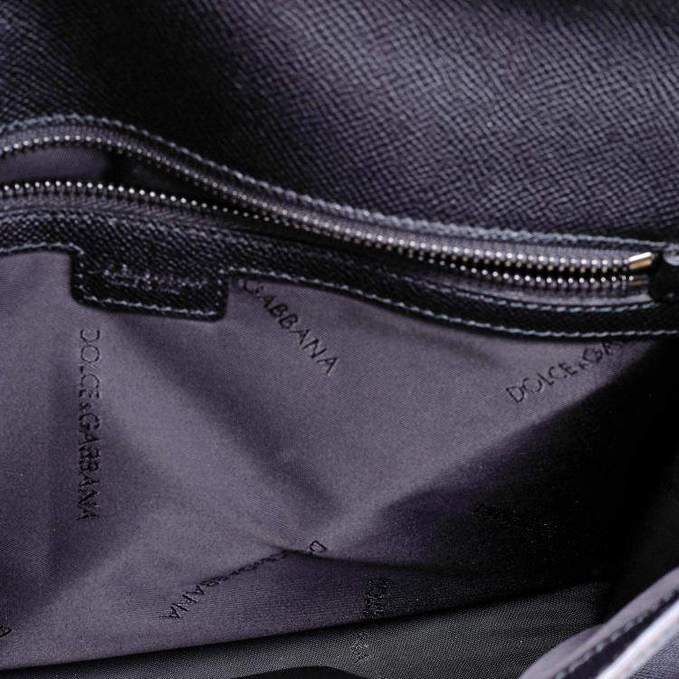 Pre Owned Dolce & Gabbana Black Dauphine Leather Flap Pouch