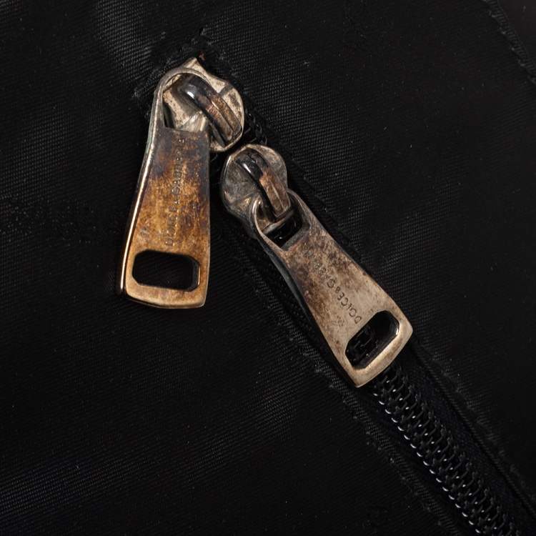 Pre Owned Dolce & Gabbana Black Leather Zip Around Briefcase
