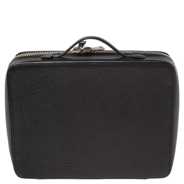 Pre Owned Dolce & Gabbana Black Leather Zip Around Briefcase