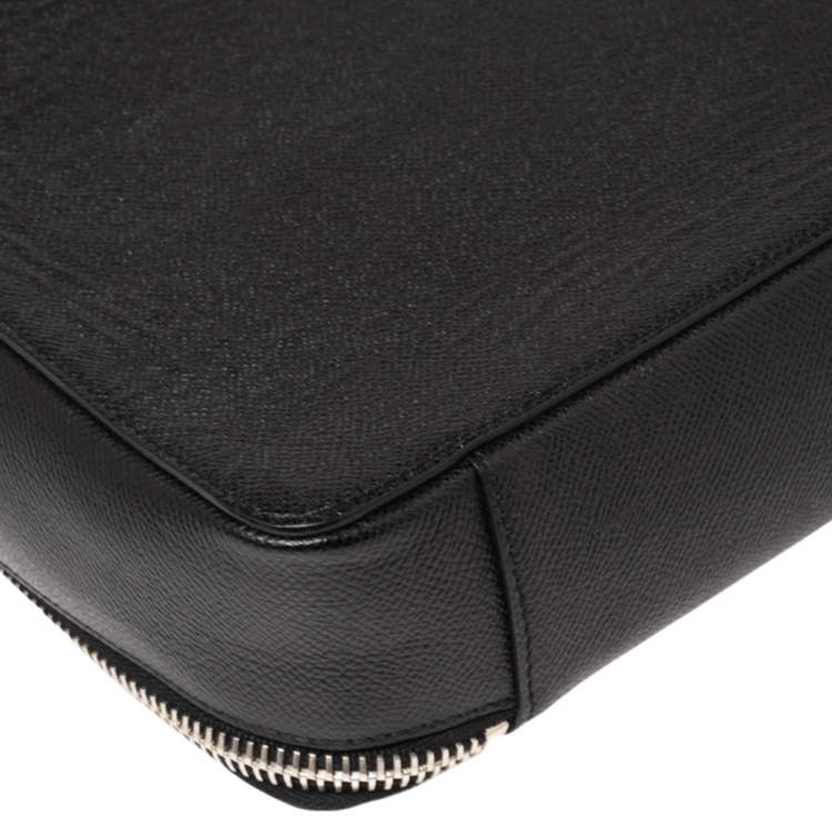 Pre Owned Dolce & Gabbana Black Leather Zip Around Briefcase