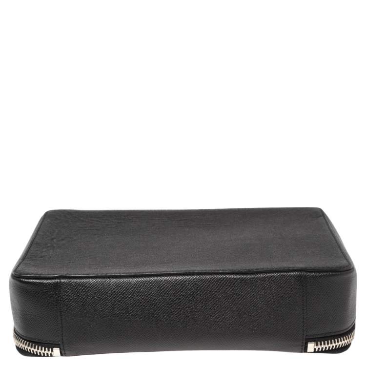 Pre Owned Dolce & Gabbana Black Leather Zip Around Briefcase