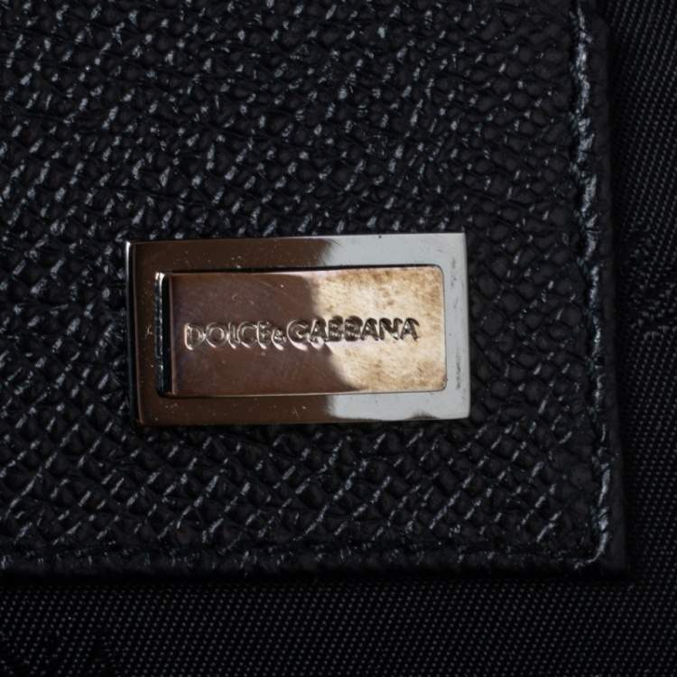 Pre Owned Dolce & Gabbana Black Leather Zip Around Briefcase