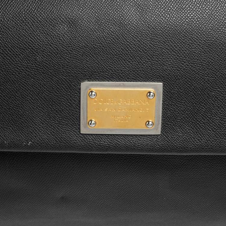 Pre Owned Dolce & Gabbana Black Leather Miss Sicily Weekender Bag