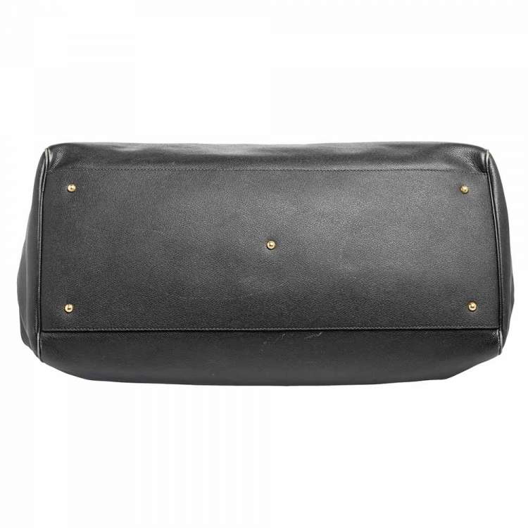 Pre Owned Dolce & Gabbana Black Leather Miss Sicily Weekender Bag