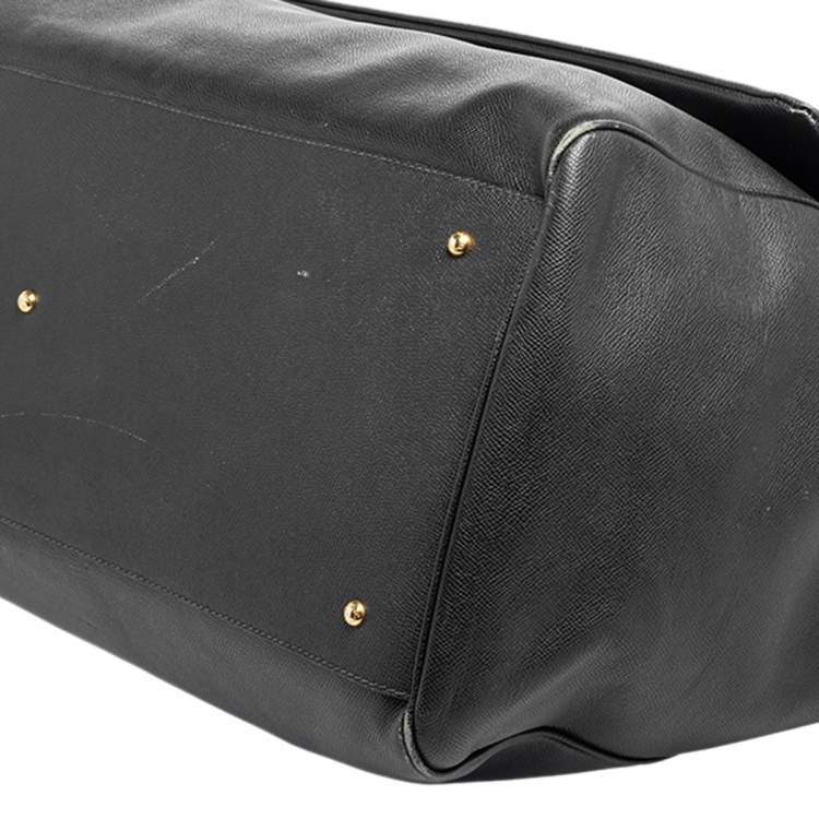 Pre Owned Dolce & Gabbana Black Leather Miss Sicily Weekender Bag