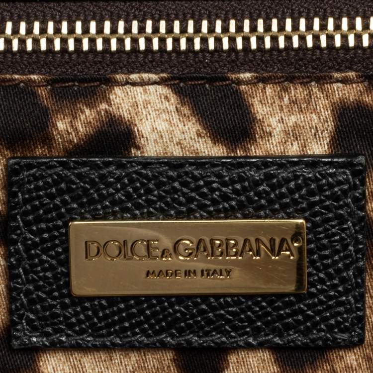 Pre Owned Dolce & Gabbana Black Leather Miss Sicily Weekender Bag