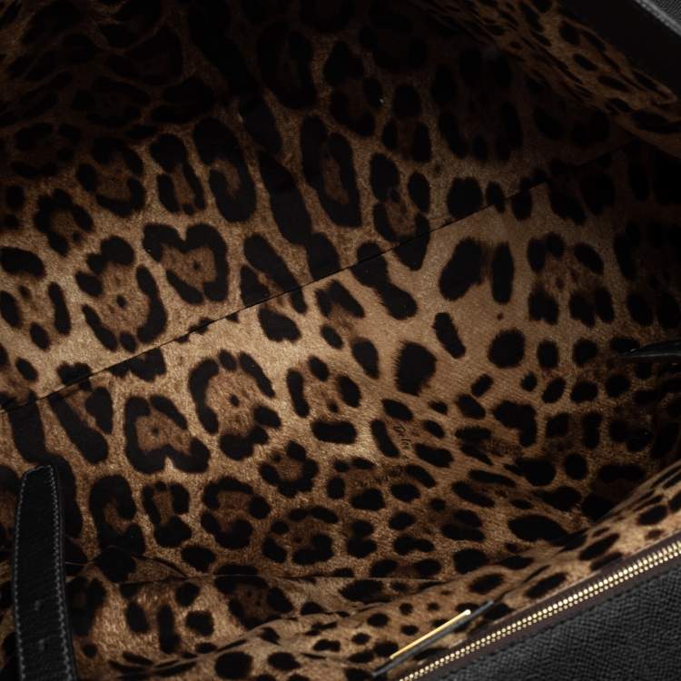 Pre Owned Dolce & Gabbana Black Leather Miss Sicily Weekender Bag