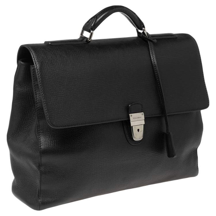 Pre Owned Dolce & Gabbana Black Leather Briefcase 