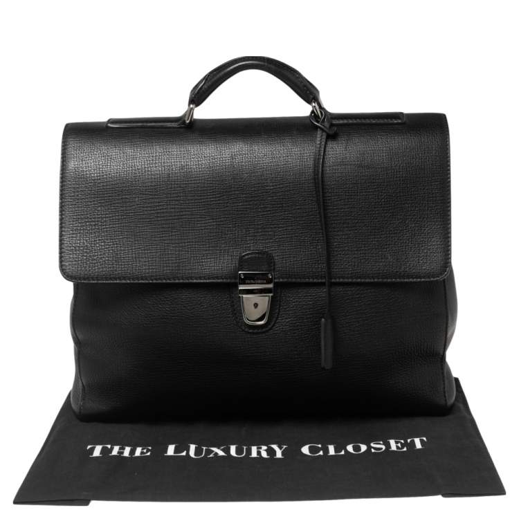 Pre Owned Dolce & Gabbana Black Leather Briefcase 