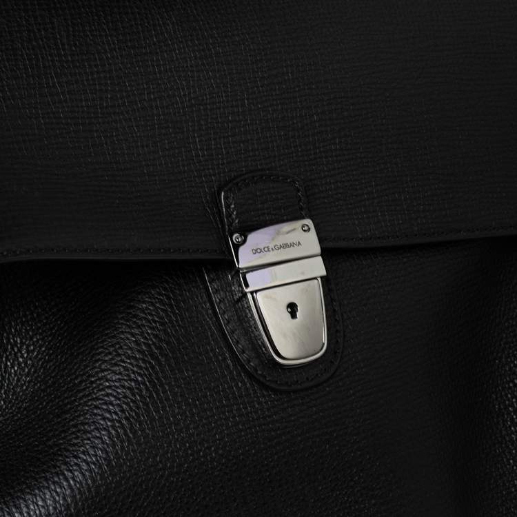 Pre Owned Dolce & Gabbana Black Leather Briefcase 