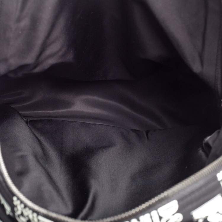 Pre Owned Dolce & Gabbana Black/White Printed Nylon and Leather Logo All Over Backpack