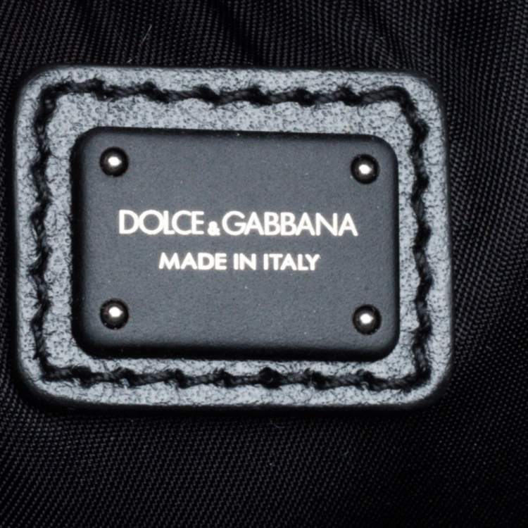 Pre Owned Dolce & Gabbana Black/White Printed Nylon and Leather Logo All Over Backpack