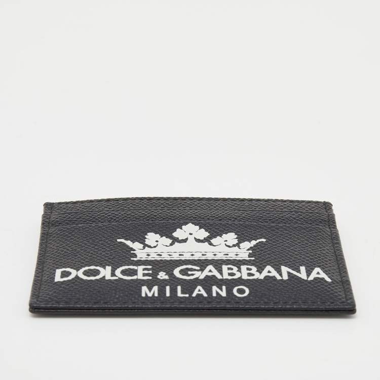 Pre Owned Dolce & Gabbana Black Leather Crown Card Holder