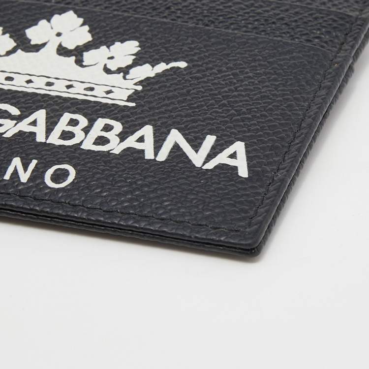 Pre Owned Dolce & Gabbana Black Leather Crown Card Holder