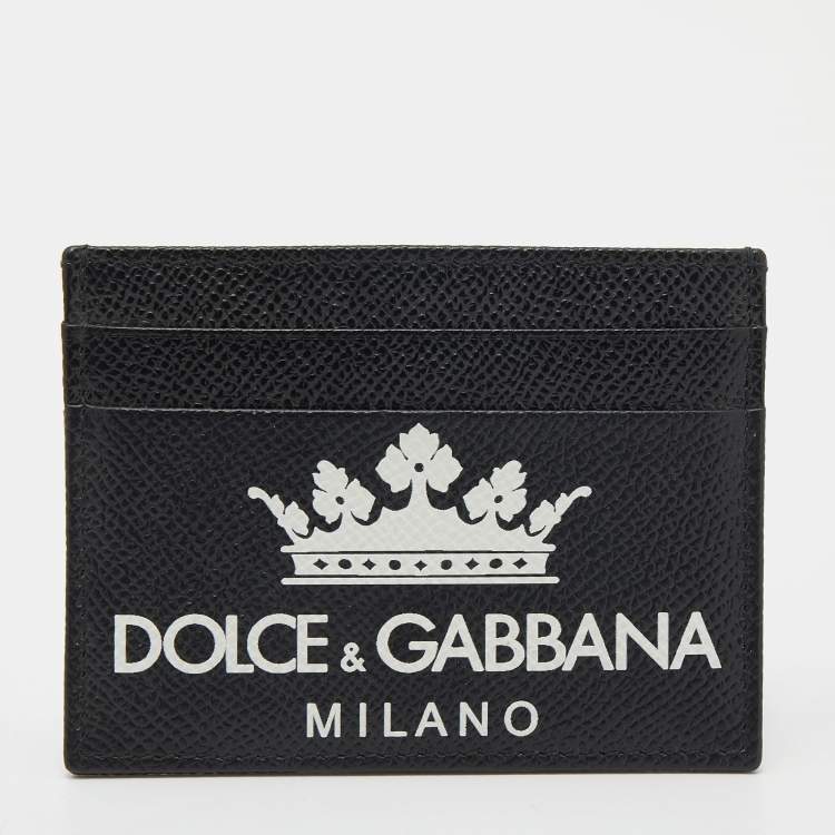 Pre Owned Dolce & Gabbana Black Leather Crown Card Holder